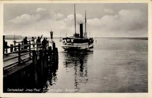 Ak Insel Poel Mecklenburg, Dampfer Abfahrt