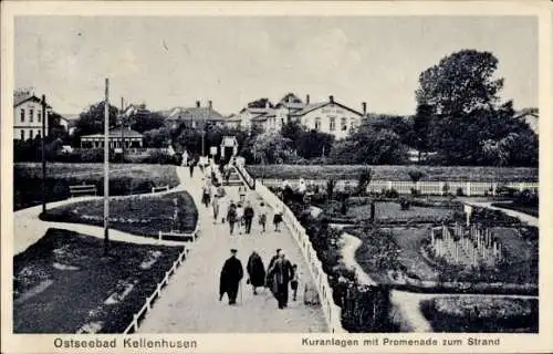 Ak Ostseebad Kellenhusen in Holstein, Kuranlagen mit Promenade zum Strand