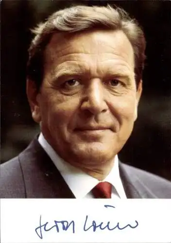 Ak Politiker Gerhard Schröder, Ehemaliger Bundeskanzler, Portrait, Autogramm