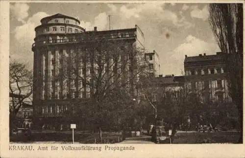 Ak Kraków Krakau Polen,  Amt für Volksaufklärung Propaganda, historische Architektur