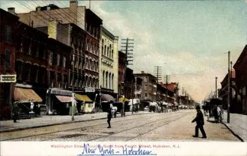 Ak Hoboken New Jersey USA, Washington Straat, Blick nach Norden von der Fourth Street