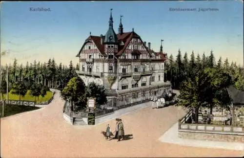 Ak Karlovy Vary Karlsbad Stadt, Etablissement Jägerhaus