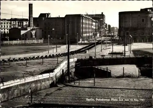 Ak Berlin Tiergarten, Grenze am Potsdamer Platz nach 1961