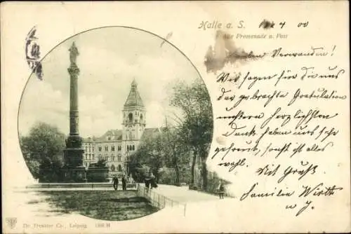 Ak Halle an der Saale, Alte Promenade und Post