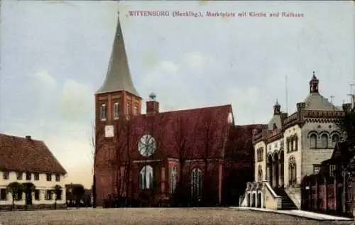 Ak Wittenburg in Mecklenburg, Marktplatz, Kirche, Rathaus