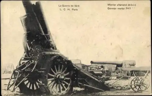 CPA La Guerre de 1914, Mortier allemand