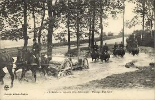 CPA Artillerie montee et les Obstacles, Passage d'une Gue