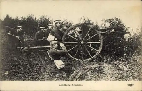 Ak Britische Soldaten, Artillerie, Geschütz