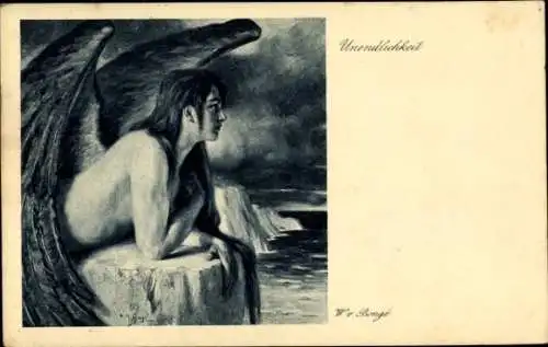 Künstler Ak Benge, W. v., Unendlichkeit, Frau mit schwarzen Flügeln