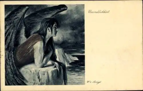 Künstler Ak Benge, W. v., Unendlichkeit, Frau mit schwarzen Flügeln
