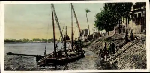 Ak Cairo Kairo Ägypten, Ruderboot, Ufer
