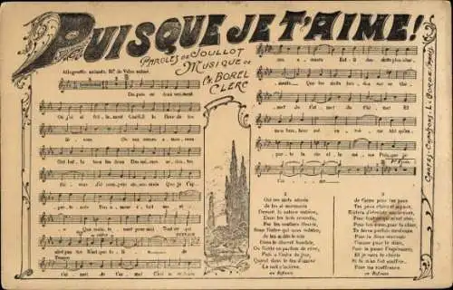 Lied CPA Puisque je t'Aime, Paroles de Joullot, Musique de Borel Clerc