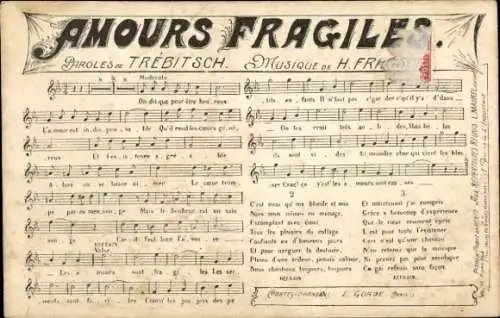 Lied CPA Amours Fragiles, Paroles de Trebitsch