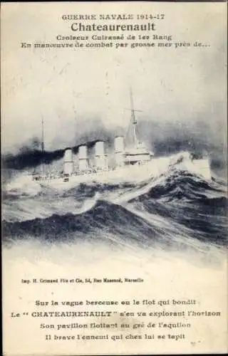 Ak Französisches Kriegsschiff Chateaurenault