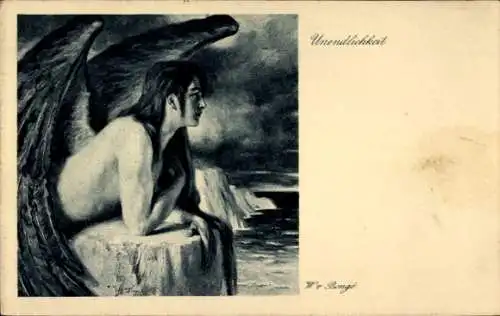 Künstler Ak Bonge, W. v., Unendlichkeit, Frau mit schwarzen Flügeln