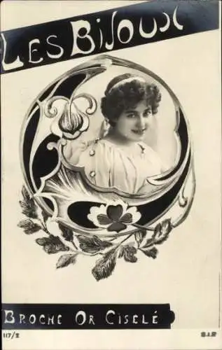 Ak Porträt einer jungen Frau, Blumen