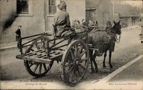 Ak Orléans Loiret, Anglo-Indische Armee, Maultiergespann