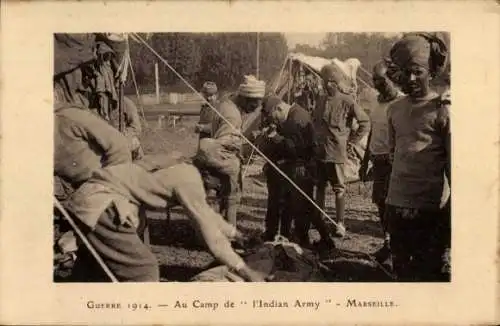Ak Marseille Bouches du Rhône, Indische Armee, Lager