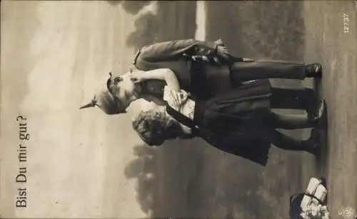 Ak Obing im Chiemgau, Soldat und Kind, Text: Bist Du mir gut?