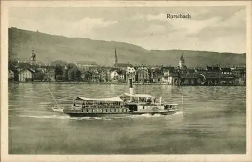 Ak Rorschach Kt. St. Gallen Schweiz, Panorama, Dampfer