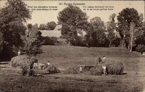 Ak Creuse, Bauern, Heuernte, Landwirtschaft