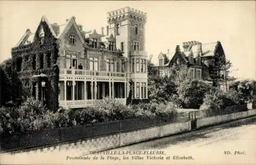 Ak Deauville Calvados, Promenade de la Plage, Villas Victoria et Elisabeth