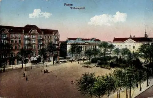 Ak Poznań Posen, Wilhelmplatz, Park, Häuser