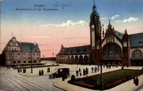 Ak Krefeld, Hauptbahnhof mit kgl. Hauptzollamt