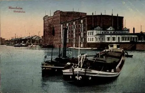 Ak Mannheim Baden Württemberg, Partie am Rheinhafen