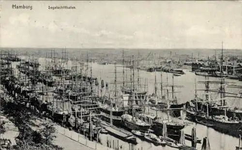 Ak Hamburg, Segelschiffhafen