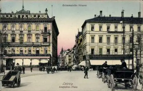 Ak Leipzig in Sachsen, Augustusplatz, Grimmaische Straße