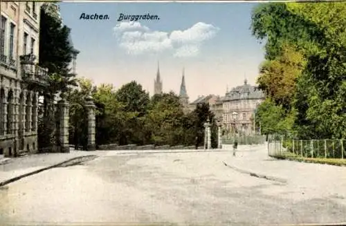 Ak Aachen, Aussicht auf Burggraben