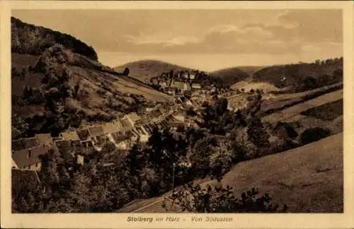 Ak Stolberg im Harz, Stadtsicht von Stolberg, Landschaft, Hügel, Häuser, historische Architektur