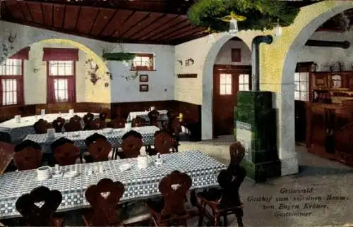 Ak Grünwald im Landkreis München Oberbayern, Gasthof zum Grünen Baum, Inh. Eugen Kröner, Gastzimmer