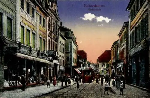 Ak Kaiserslautern in Rheinland Pfalz, Blick in die Marktstraße, Straßenbahn, Passanten