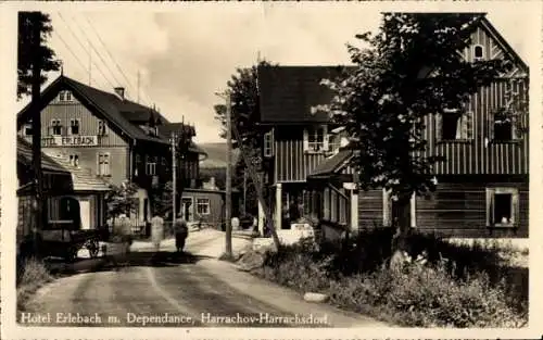 Ak Harrachov Harrachsdorf Riesengebirge Region Reichenberg, Hotel Erlebach m. Dependance
