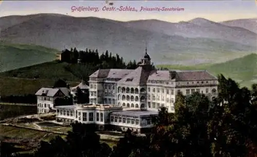 Ak Lázně Jeseník Bad Gräfenberg Frývaldov Freiwaldau Reg. Olmütz, Prießnitz Sanatorium