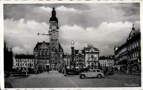Ak Prostějov Proßnitz Region Olmütz, Rathaus, Autos, Stadtplatz
