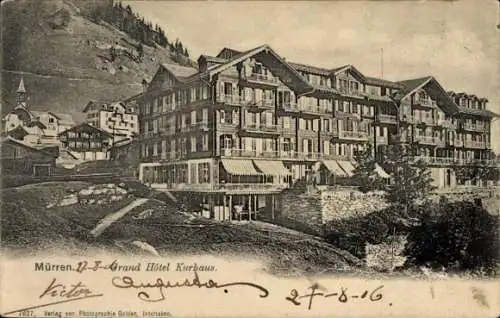 Ak Mürren Kanton Bern Schweiz, Grand Hôtel Kurhaus, historische Architektur, Berglandschaft, s...