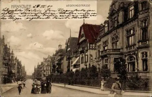Ak Hannover in Niedersachsen,  Wedekindstraße, Stadtansicht, historische Gebäude, Spaziergänger