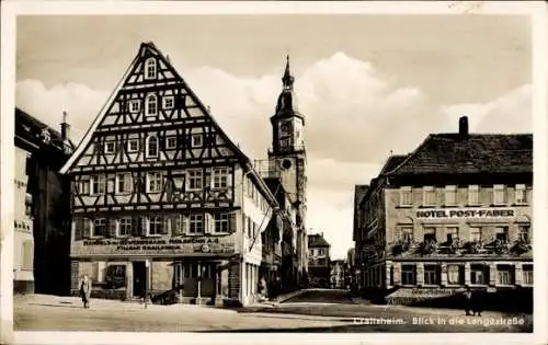 Ak Crailsheim in Württemberg, Langestraße, Hotel Post-Faber