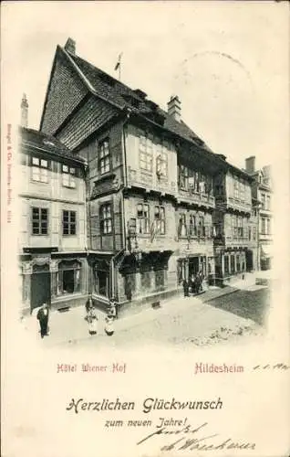 Ak Hildesheim in Niedersachsen, Hôtel Wiener Hof, herzlichen Glückwunsch, zum neuen Jahre, his...