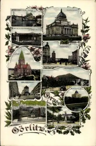 Ak Görlitz in der Lausitz, Verschiedene Ansichten von  Gruss aus Görlitz