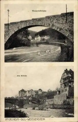 Ak Dill Weißenstein Dillweißenstein Pforzheim im Schwarzwald, Alte Brücke, Wasserfallbrücke