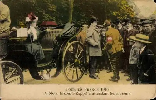 CPA Metz Moselle, Tour de France 1910, Comte Zeppelin attendant les coureurs