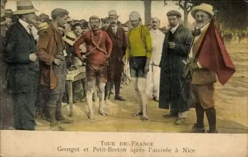 CPA Nice Alpes Maritimes, Georget, Petit-Breton apres a l'arrivee a Nice