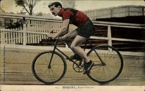 CPA Radrennfahrer Miquel, Stayer Français