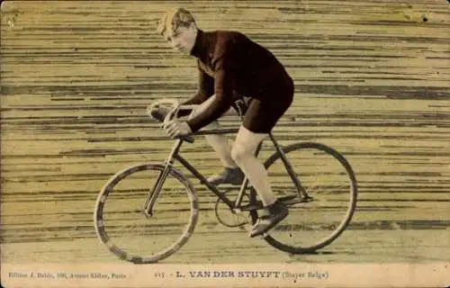 CPA Radrennfahrer L. van der Stuyft, Stayer Belge