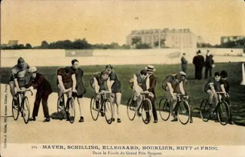 CPA Radrennfahrer Mayer, Schilling, Ellegaard, Hourlier, Rutt et Friol, Dans la Finale du Grand Prix
