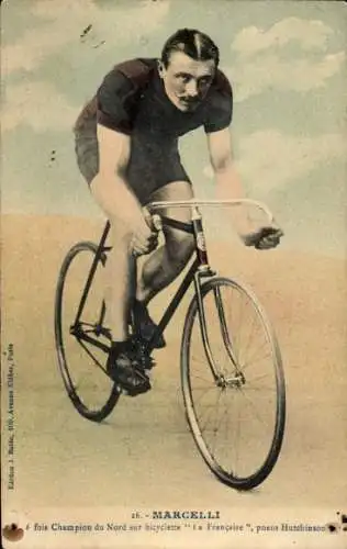 CPA Radrennfahrer Marcelli, Bicyclette La Française